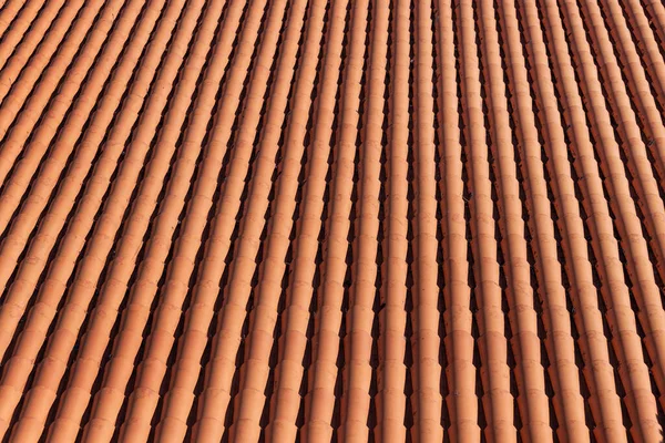 Traditional Red Clay Roof Tiles Background Top View Stock Image