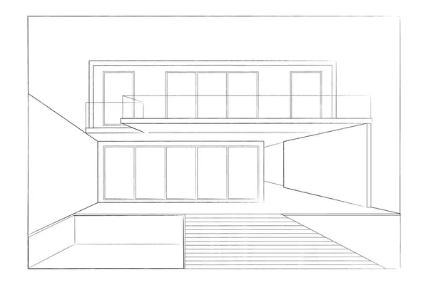 Architectonisch Plan Van Een Modern Huis Bouwperspectief Architectuur Ontwerpen Lijn — Stockvector