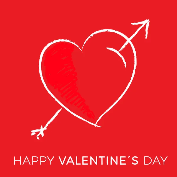 心を孤立させた手描き 人形は赤いハートの形をしています 愛の概念バレンタインデー ベクターイラスト — ストックベクタ