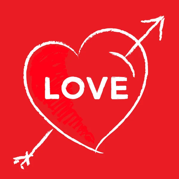 Ručně Tažené Srdce Izolované Čmáranice Nakreslí Červený Tvar Srdce Milostný — Stockový vektor
