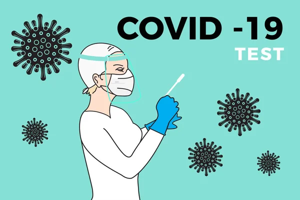 Dokter Atau Perawat Siap Melakukan Tes Covid Atau Coronavirus Atau - Stok Vektor