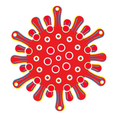 Beyaz arka planda Covid-19 koronavirüs ikonu izole edildi. Düz Çizim