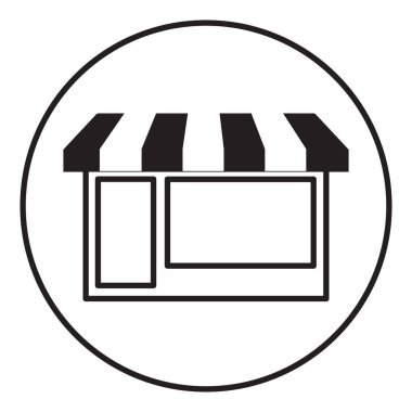 Mağaza veya pazar simgesi. Basit çizgi tasarımı ile vektör illüstrasyonu