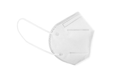 KN95, FFP2, FFP3 Face maskesi beyaz arka planda izole edilmiş. Coronavirüs Covid-19 'a karşı kişisel koruma ekipmanları.