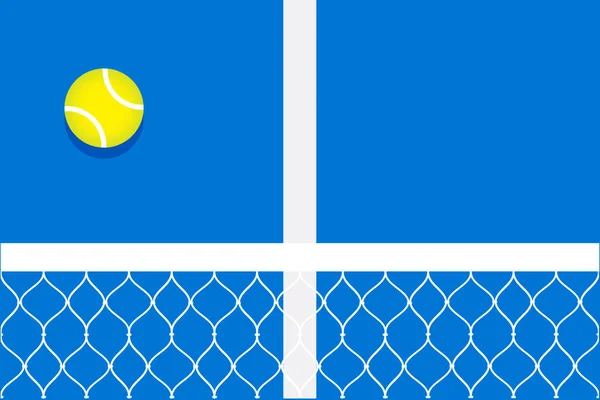 Pelota Tenis Cancha Azul Ilustración Vectorial Plana — Vector de stock