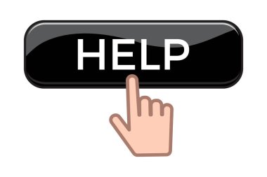 Beyaz arkaplanda el tıklama yardım düğmesi izole edildi. Düz vektör illüstrasyonu