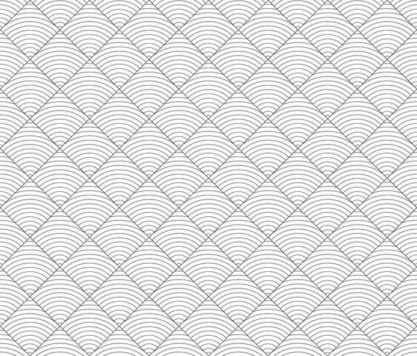 幾何学的なシームレスなパターン 抽象的な線と円のテクスチャを持つベクトル背景 装飾的なデザイン要素 ベクターイラスト — ストックベクタ