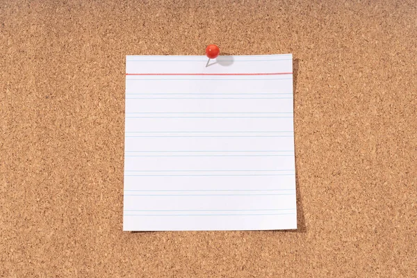 White Blank Note Cork Board Adding Text Push Pin Mock — Stock Photo, Image