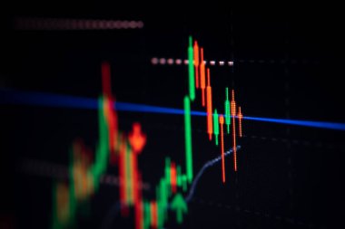 LED ekrandaki borsa grafik tablosunun arkaplanı. Ticaret konsepti