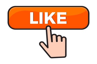 Düğme ve parmak tıklama imleci gibi. Web düğmesi Vektör illüstrasyonu