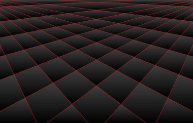 Soyut geometrik siyah arkaplan. Kırmızı çizgiler Perspektif Arkaplanı