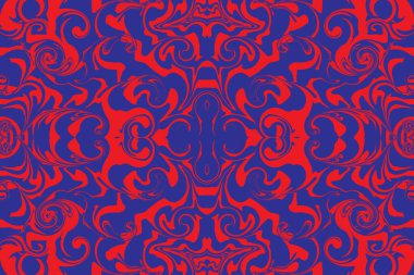 Sıvı mürekkep soyut arkaplan dokusu. Sanatsal Mavi ve Kırmızı Kusursuz desen. Vektör illüstrasyonu