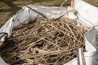 Bir çuval dolusu okaliptüs kabuğu. Açık alanlarda bahçıvanlık