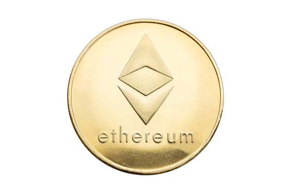 Ethereum Coin Isolated White Background Cryptocurrency — Stock Photo, Image