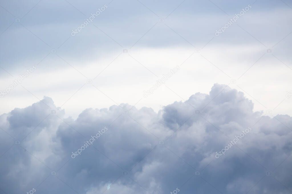 Sky with stormy clouds. Cloudscape background. Copy space