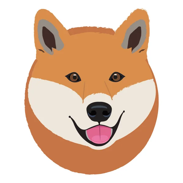 Shiba Inu Cane Faccia Cartone Animato Design Piatto Illustrazione Vettoriale — Vettoriale Stock