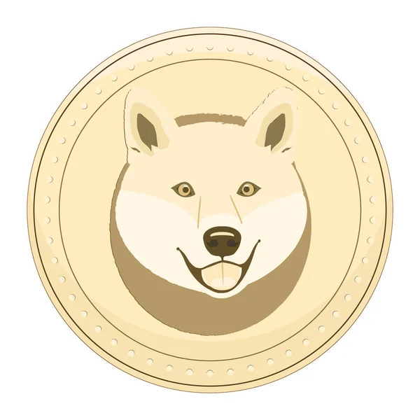 Shiba Inu Cryptocurrency Coin Isolated White Background Vector Illustration — Stock Vector