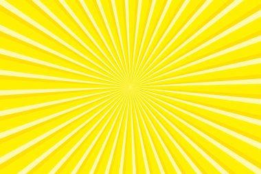 Parlak sarı Güneş Patlaması Arkaplanı. Ray Star 'ın patlama arka planı. Radikal Geometrik Vektör Resimlemesi Işınlar