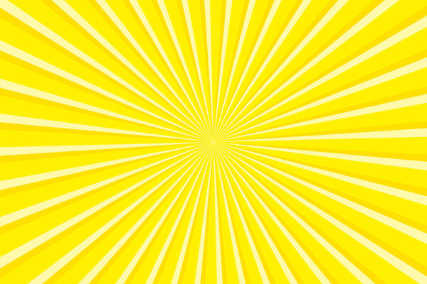 Vibrant yellow Sunburst Pattern Background. Ray star burst backdrop. Rays Radial geometric Vector Illustration