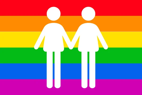 Icono Dos Hombres Aislado Fondo Bandera Rainbow Gay Icono Orgullo — Vector de stock