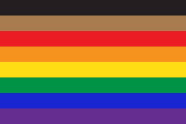 New pride flag LGBTQ background . Redesign including Black and Brown stripes. Flat vector illustration clipart