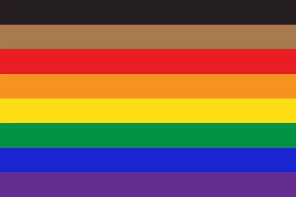 Nieuwe Trots Vlag Lgbtq Achtergrond Herontwerp Inclusief Zwarte Bruine Strepen — Stockvector