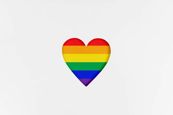 Forma Coração Com Nova Bandeira Orgulho Lgbtq Redesenhada Papelão Branco — Fotografia de Stock