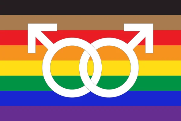 Nieuwe Lgbtq Trots Vlag Met Homo Symbool Icoon Binnen Platte — Stockvector