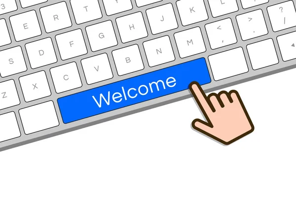 Cursor Hand Welcome Computer Keyboard Button Flat Vector Illustration — Stok Vektör