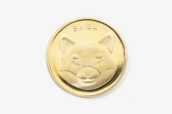Criptomoneda Moneda Shiba Aislado Sobre Fondo Blanco — Foto de Stock