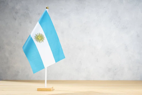 Bandiera Argentina Tavolo Parete Bianca Strutturata Copia Spazio Testo Disegni — Foto Stock