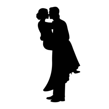 Groom Lifting and Kissing Bride Wedding Silhouette