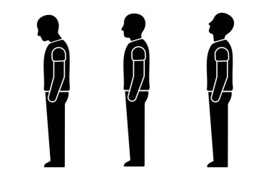 Man Posture Head Position Set Silhouette