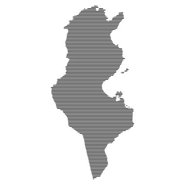 Yatay Çizgili Tunus Haritası