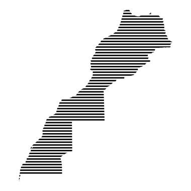Batı Sahara Haritalı Fas Yatay Çizgili Desen