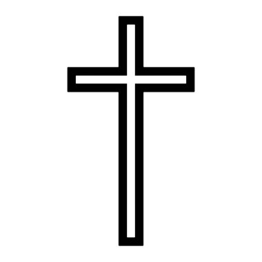 Basit Hıristiyan Haçı Ana Hattı Simgesi