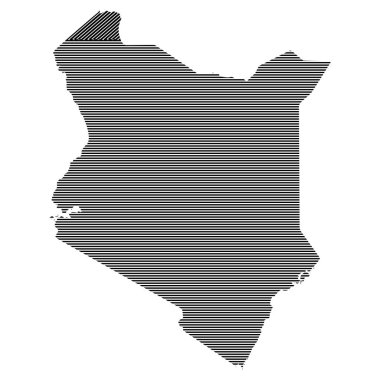 Yatay çizgiler desenli Kenya harita silueti