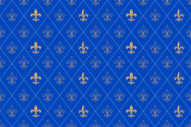 Fleur de lis Pürüzsüz desen arka planı mavi ve altın renklerle
