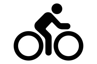 Bisiklet süren bir bisikletçinin simgesi monokrom grafik resim grafiği