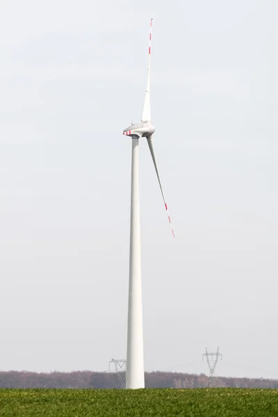 Wind farm - high windmills field — Stock Photo, Image