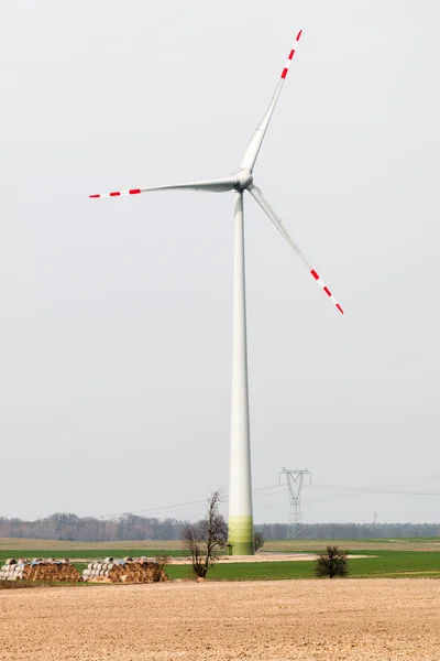 Wind farm - high windmills field — Stock Photo, Image