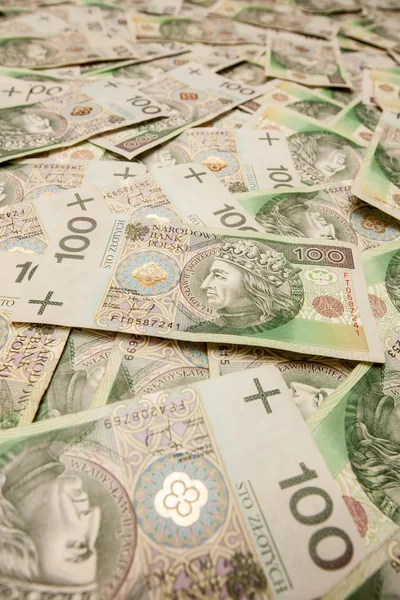 Polska waluta złoty - pln - w notatkach 100 — Zdjęcie stockowe