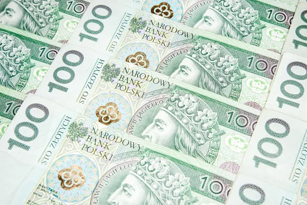 100 zloty banknotes - Polish currency as a background — Stock Photo, Image