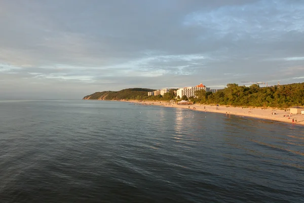 Sunset over the city Miedzyzdroje in Poland — Stock Photo, Image