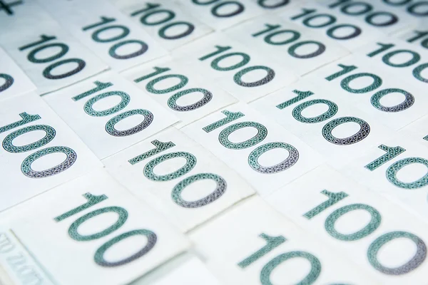 Polskie banknoty walut jako tło 100 zl — Zdjęcie stockowe