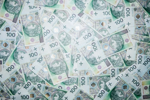 Billetes en moneda polaca como fondo 100 zl — Foto de Stock