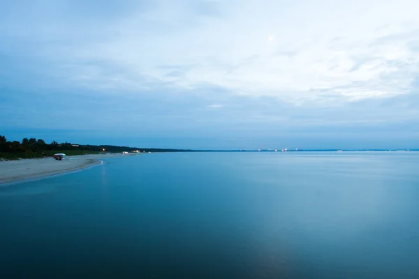 Coucher de soleil tardif mer Miedzyzdroje Pologne — Photo