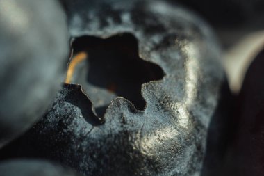 Su damlalı yaban mersini. Çileğin güzel makro fotoğrafı. Sağlıklı beslenme. Böğürtlen. Yabanmersini yakın plan.