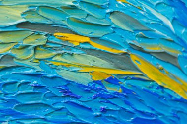 Tuval üzerine çok renkli yağlı boyalarla boyanmış bir resim. Çizimin ayrıntıları.