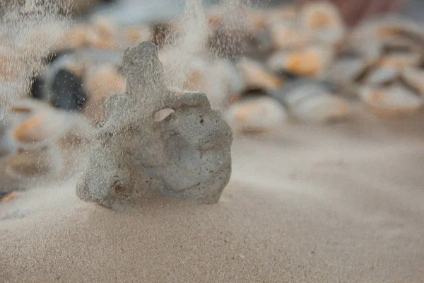 Piedras Río Multicolores Azar Encuentran Arena Junto Mar Fotografía Macro — Foto de Stock